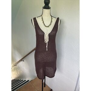 Sincerely Jules NWT Womens Brown Lightweight All Cotton Crochet Dress Size Small